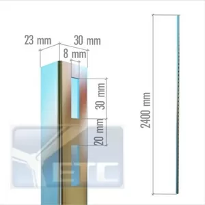 Профиль хромированный 2400мм,  торговое оборудование ЕТС