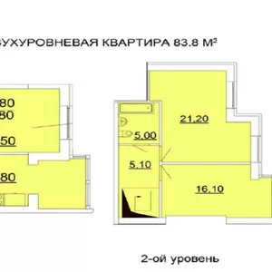 Продается двухуровневая 3 -х комнатная квартира 85 м² ПП Борщаговка