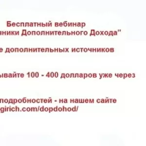 Бесплатный вебинар “Источники Дополнительного Дохода”!