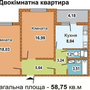 2к кв 59 м2 за 45тыс,  новый дом Тарасовка (Боярка),  ул. Братьев Чмилив