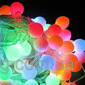 LED ГИРЛЯНДА НИТЬ ШАРИКИ 5 М,  ПРОЗРАЧНЫЙ КАБЕЛЬ 100LED