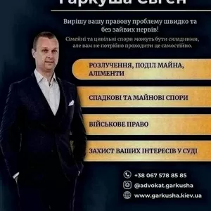 Сімейне,  цивільне та військове право: допомога адвоката Євгена Гаркуші