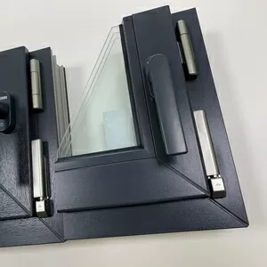 Ексклюзивна віконна протизламн ручка Рехау Rehau темно-сіра