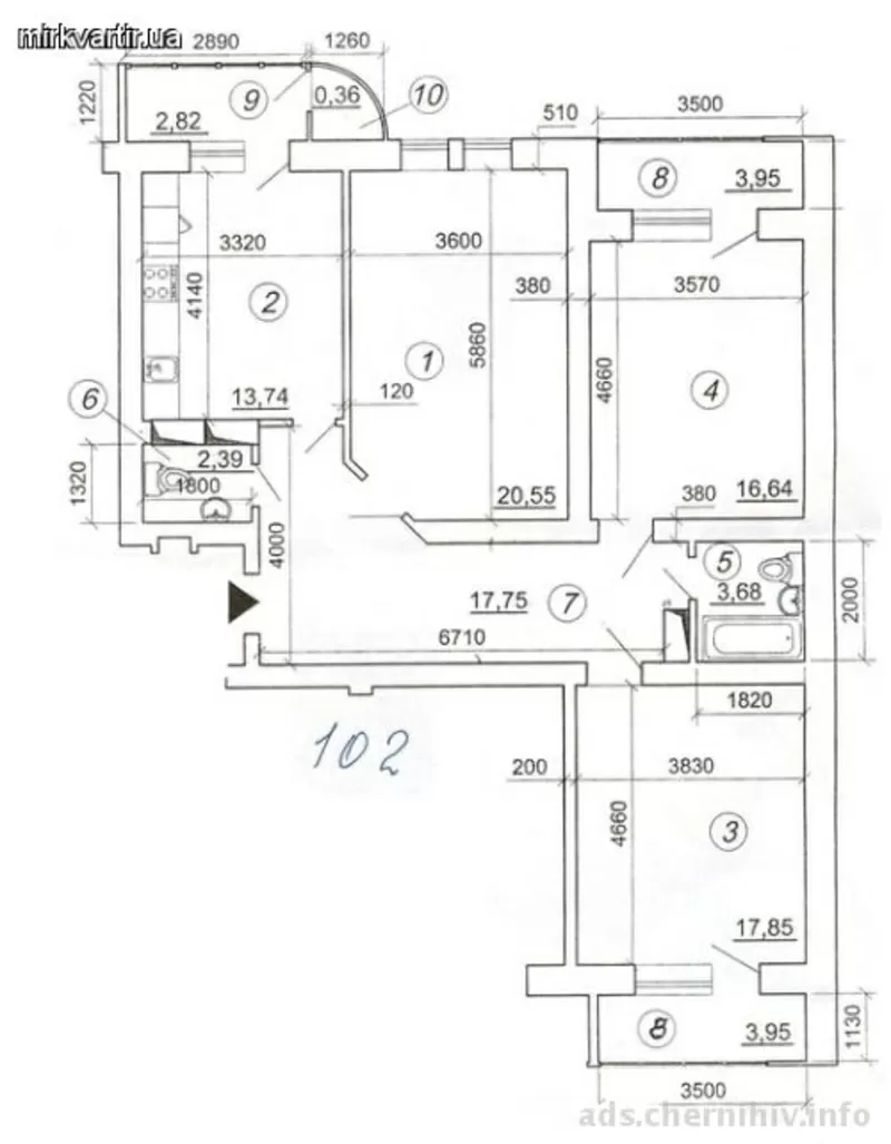 3х комнт квартира Бориспольская, 6