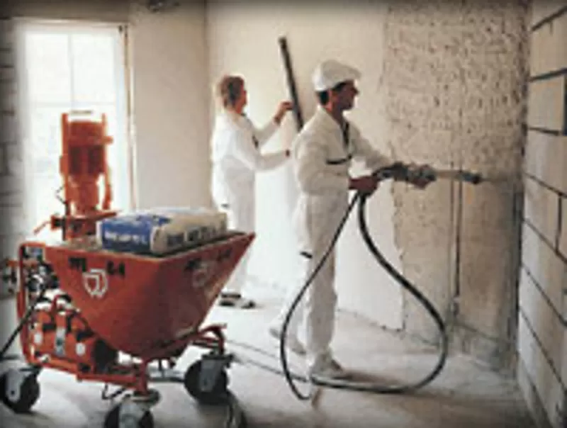 машинная штукатурка,  штукатурные работы,  гипсовая штукатурка