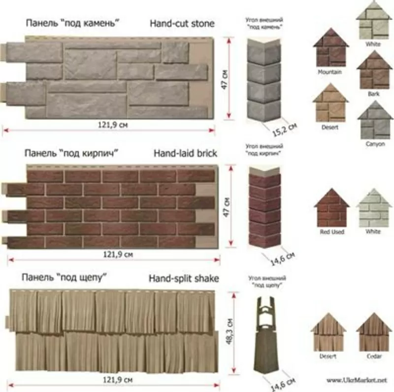 Цокольный сайдинг Novik Канада под кирпич, камень, кедровая доска