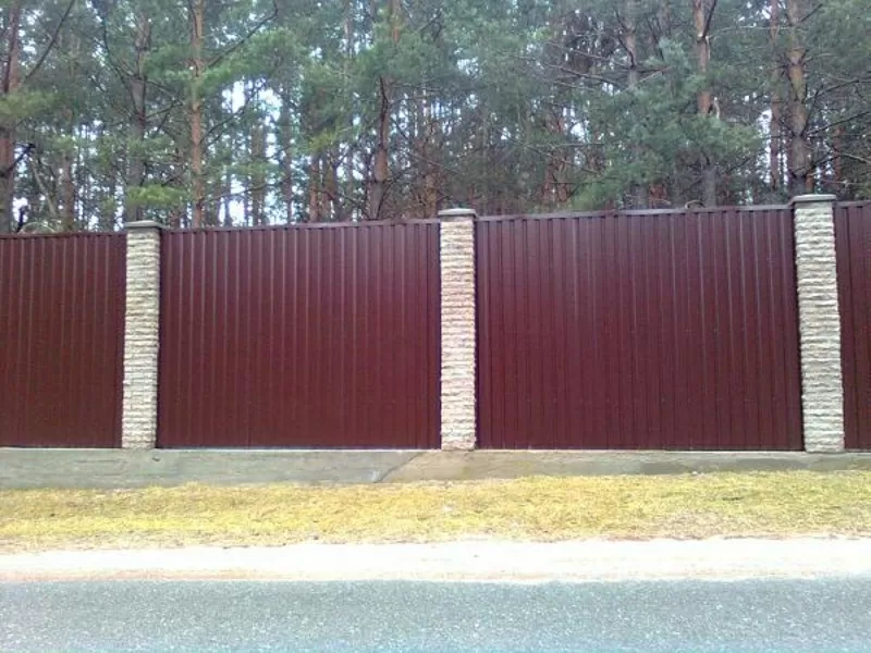 Заборы,  ограждения бетонные,  профильные,  каменные,  сетка-рабица,  воро  7