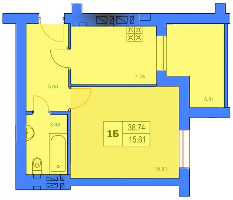  Продажа от ЗАСТРОЙЩИКА!!!1-но ком. кв.,  . 39 ./16 ./7 м.кв27300у.е.