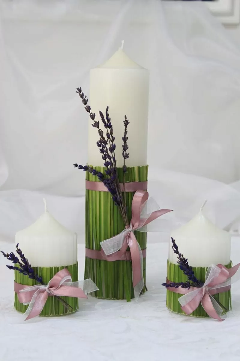 Свадебные свечи, оформление живыми цветами 2