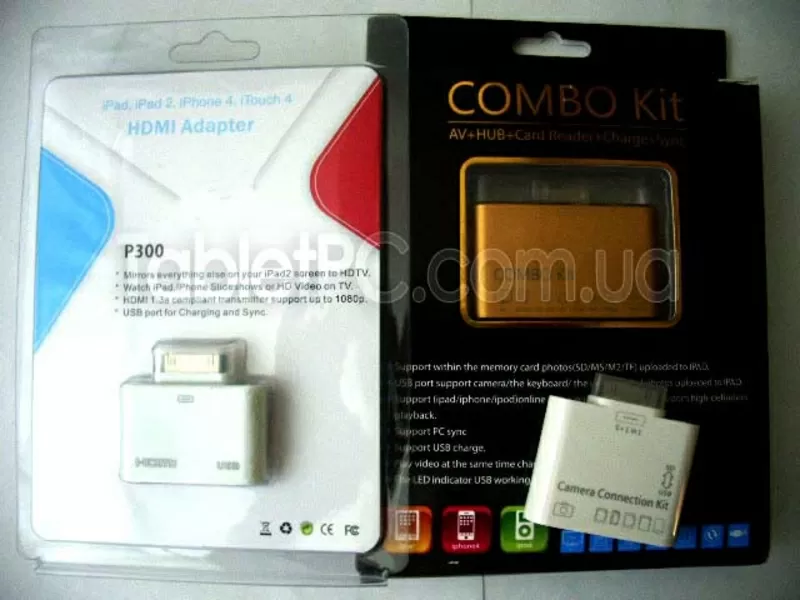 Переходник ComboKit,  HDMI,  SD + USB для IPad,  IPhone,  Ipod 3