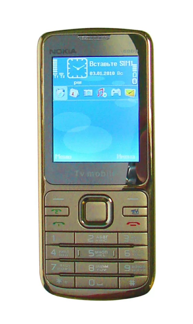 Копия Nokia 6800 TV Gold (доп.аккум. в чехле) + MicroSD 4Gb 