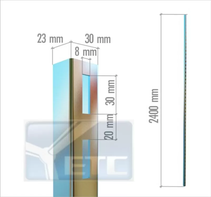 Профиль хромированный 2400мм,  торговое оборудование ЕТС