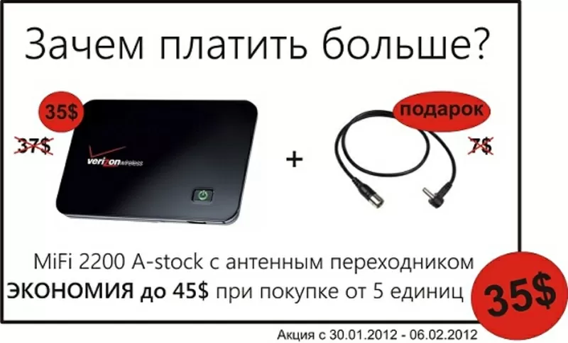 MiFi + антенный переходник 35$