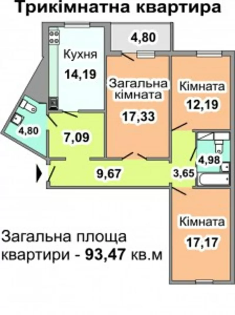 Продам 3-х комнатную квартиру Новострой сдан