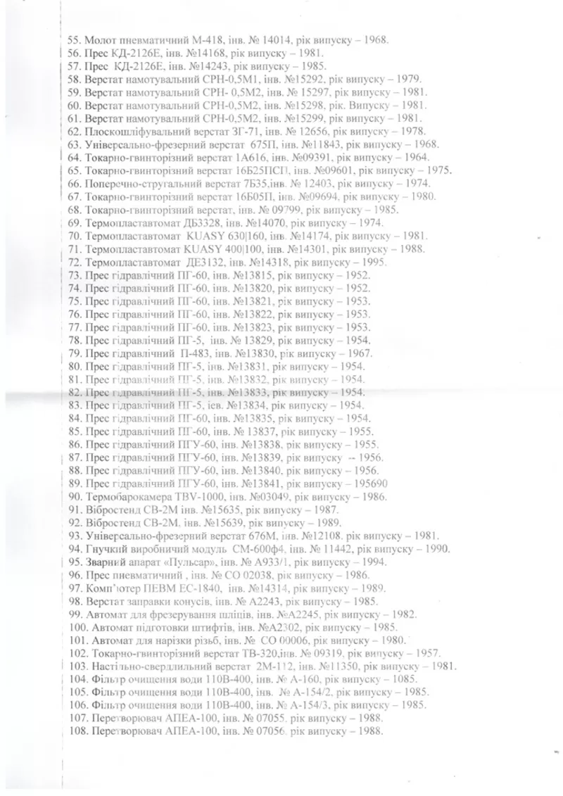 Б/у промышленные верстаты,  станки,  прессы,  вибростенды и др.  2