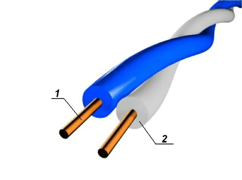 Провод кроссировочный медный,  в ПВХ изоляции,  2х0.5мм,  бело-голубой 2