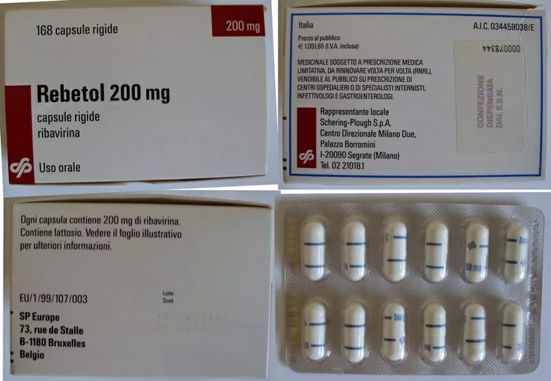 Rebetol 200mg. Capsule rigide ribavirina (Рибавирин) 