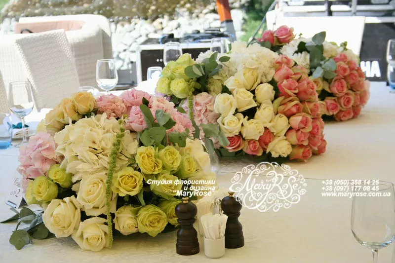 Украшение зала, свадебная флористика 2