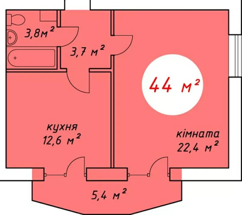 Просторная 1-комнатная квартира в г. Ирпень