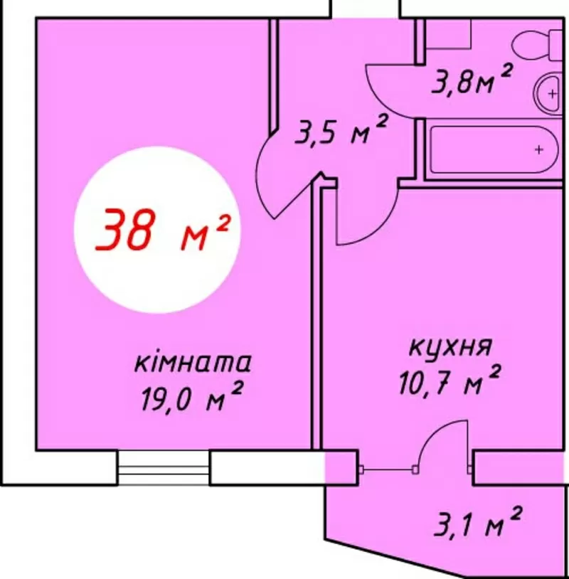 Квартира на 38 кв.м.,  приемлемая цена и удобное расположение!