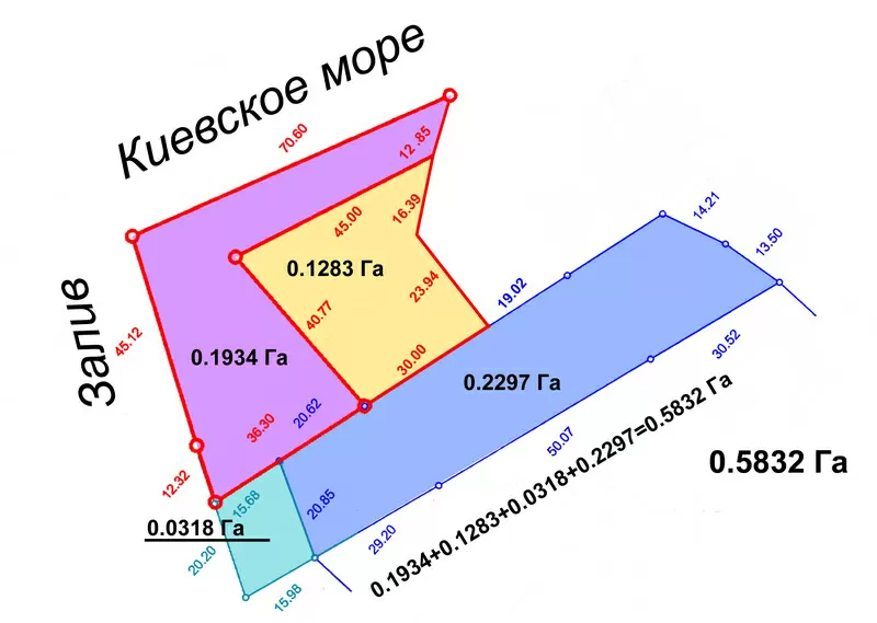 Участок у Днепра под Киевом,  стороны 70м и 78м по 1-й линии от воды. 25