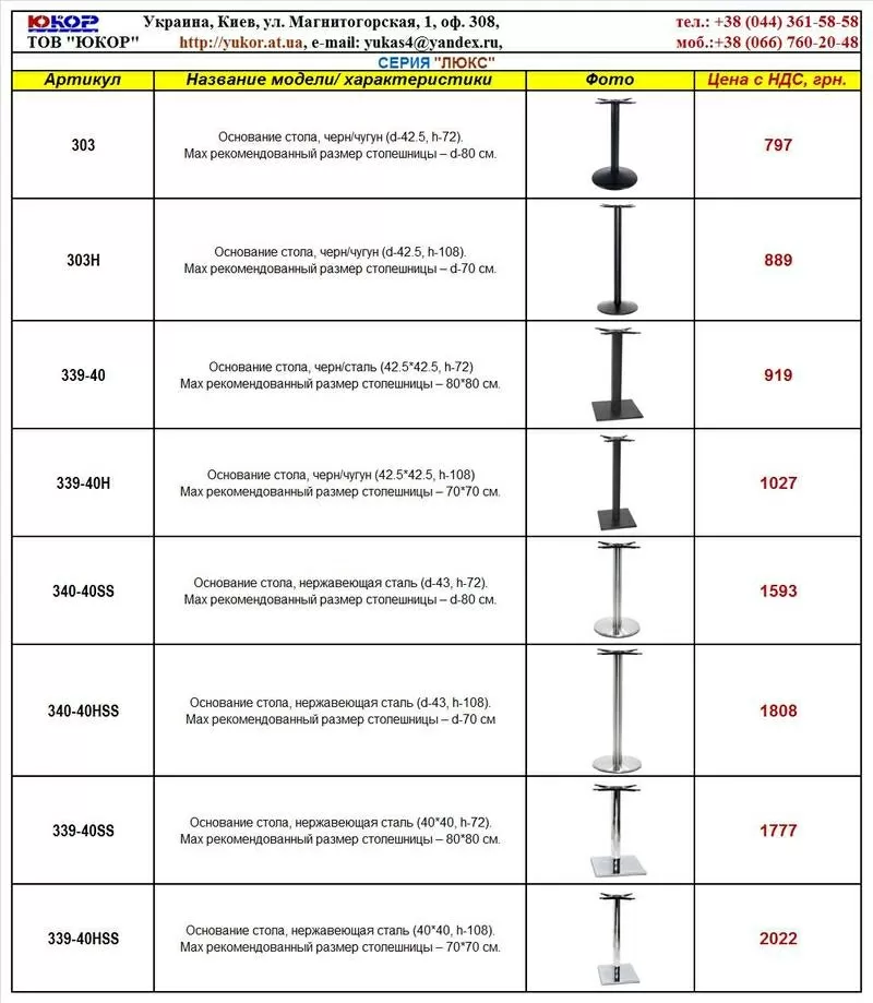 Купить барные столы,  основания (базы) для столов,  столешницы Киев 4
