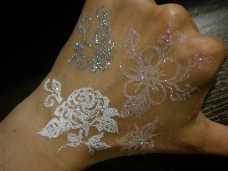 Свадебный бодиарт,  глиттер (блеск) тату 6