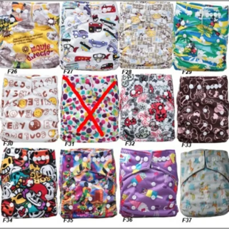 Многоразовый подгузник узорный, с бамбуковым угольным фибром 2