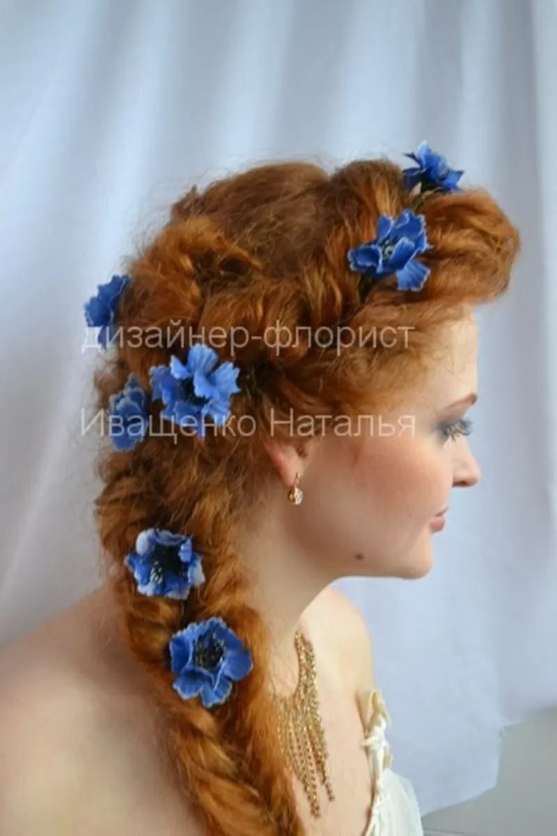 Заколки из искусственных цветов 4
