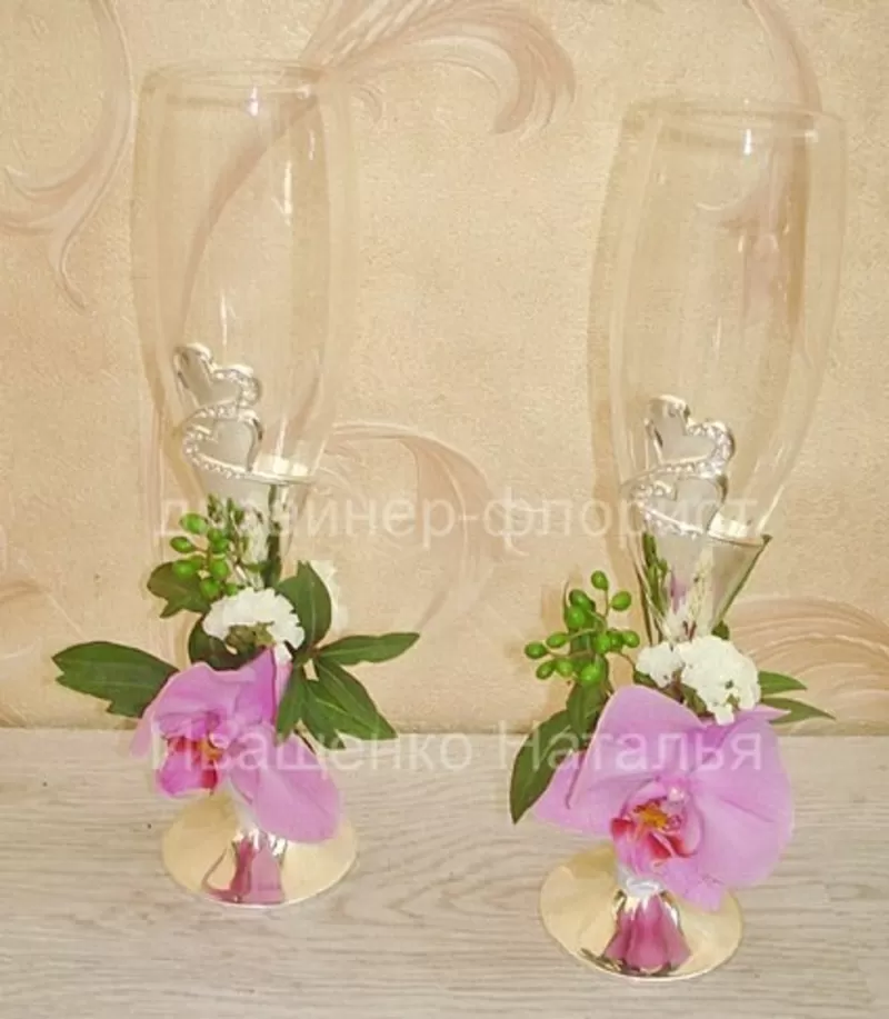 Оформление бокалов цветами