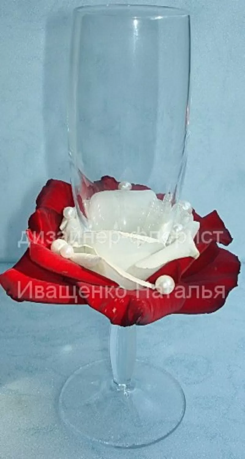 Оформление бокалов цветами 3