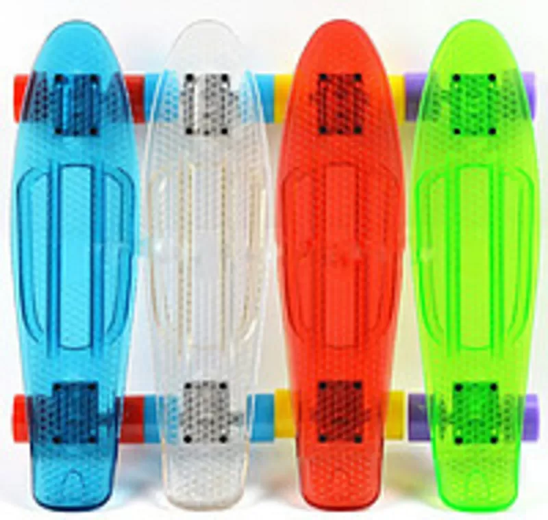 Скейтборд/скейт Penny Board прозрачный белый 2