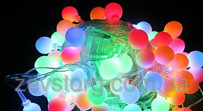 LED ГИРЛЯНДА НИТЬ ШАРИКИ 5 М, ПРОЗРАЧНЫЙ КАБЕЛЬ 100LED