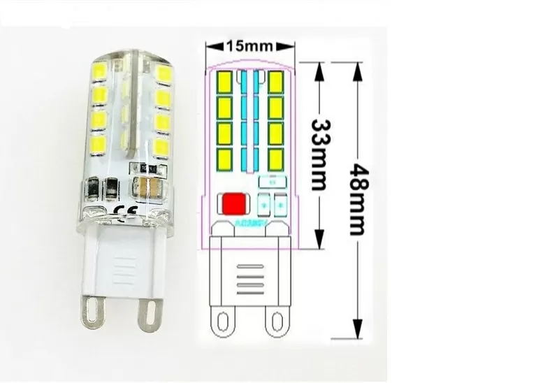 Светодиодная Led лампа G9 4W 400 Lm 220V вольт переменного напряжения 2