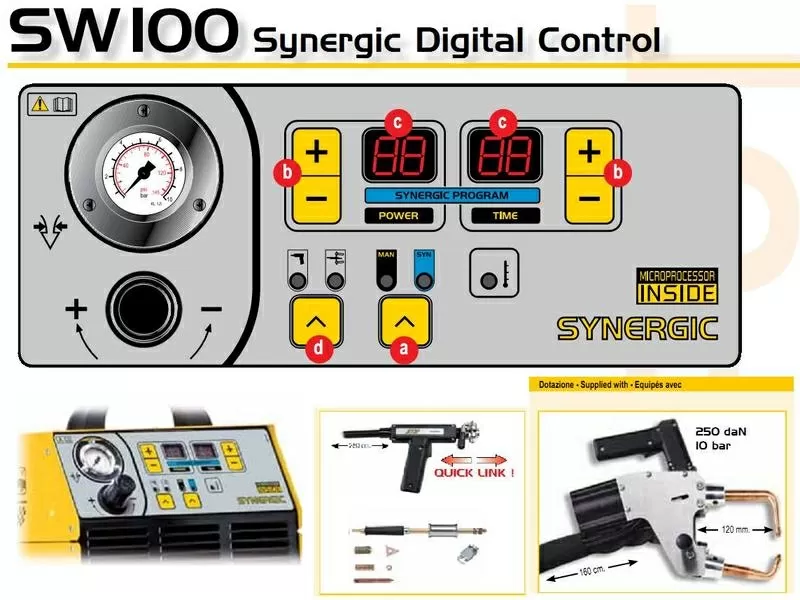 SW 100 Споттер для рихтовки кузова с контактными  клещами DECAИталия  3