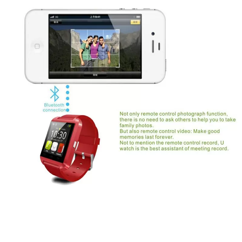Uwatch U8 умные часы смарт Bluetooth на iOS или Android  5