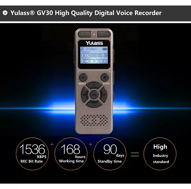 Yulass GV30 цифровой диктофон 8гб мини mp3-плеер поддержка карты  11