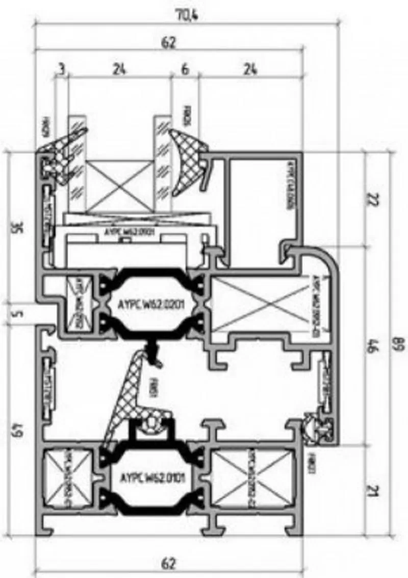 Алюминиевые окна  Alutech  W62 