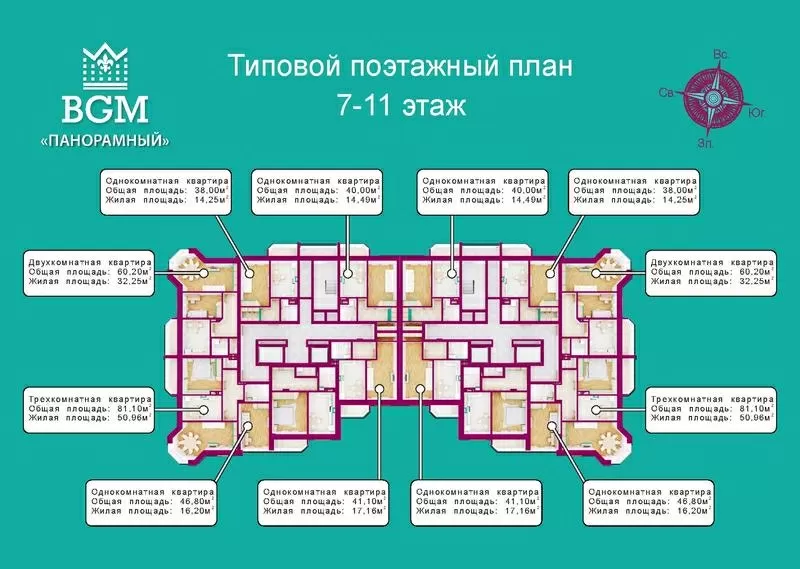 BGM продаёт новые 1, 2, 3-комн.квартиры в Ирпене. 6