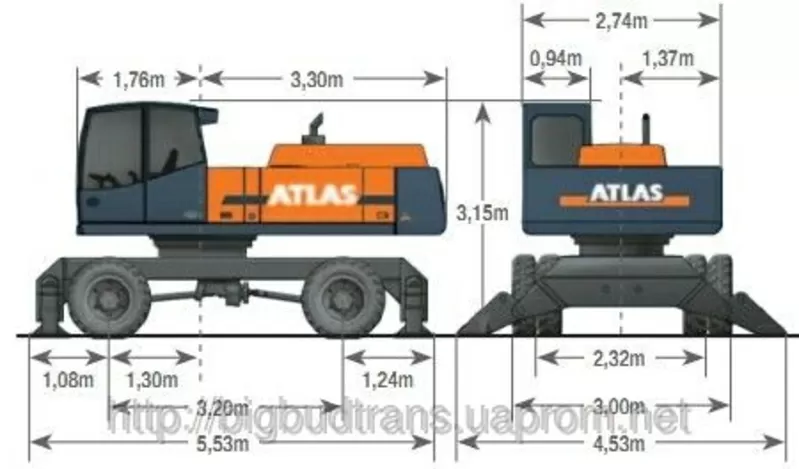 Услуги полноповоротного  экскаватора Atlas 2