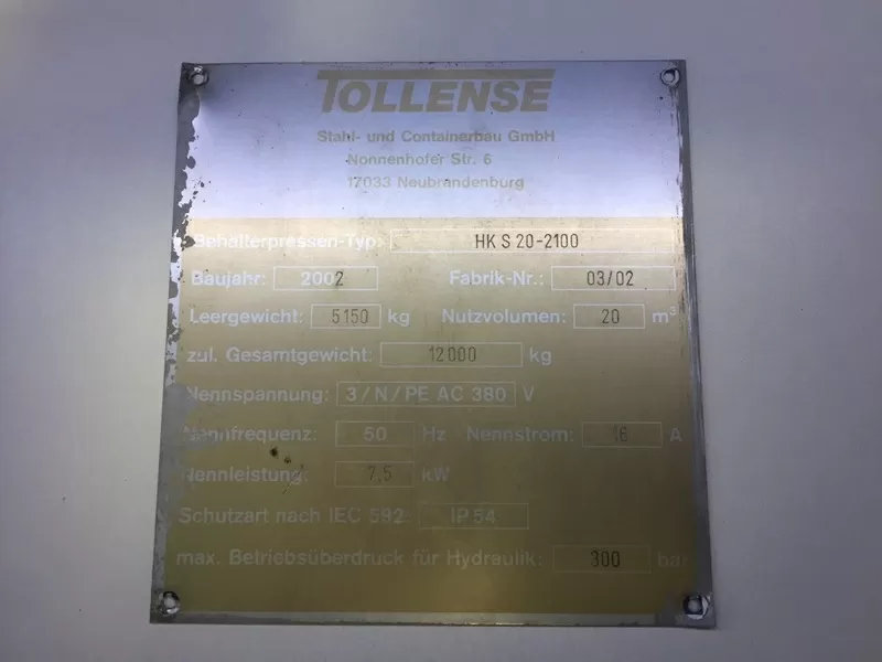 Пресс-компактор TOLLENSE для прессования вторсырья 2