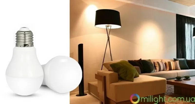 Умная SMART LED лампа,  дистанционное управление 6W E27 RGBW 