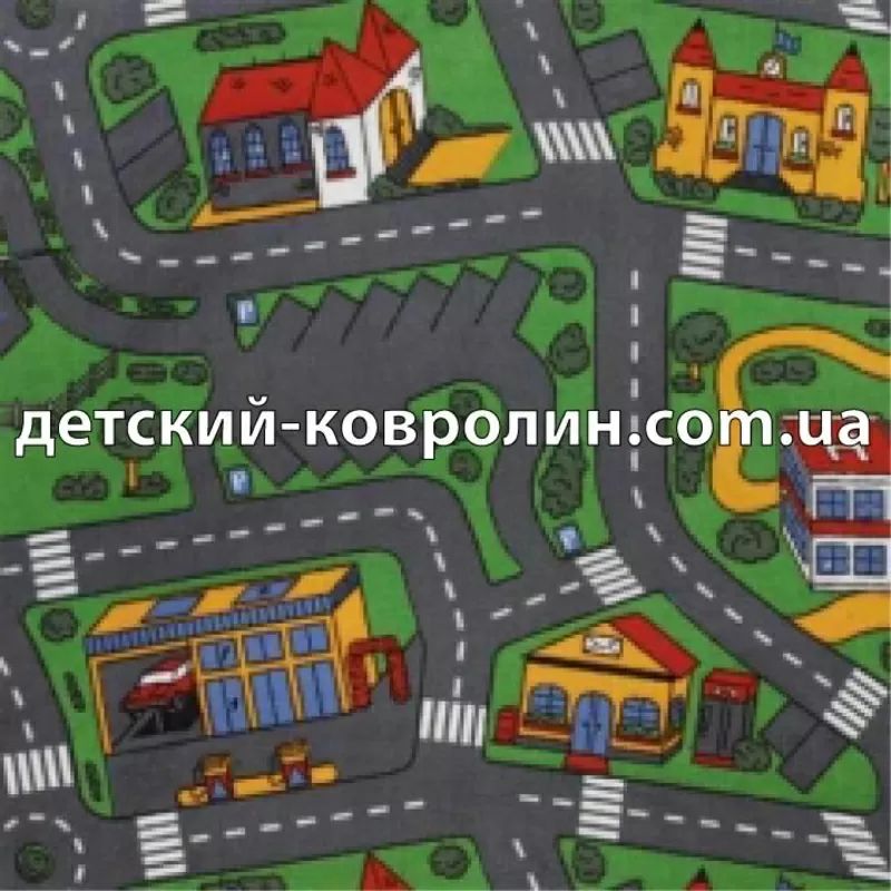 Детский коврик с дорогами City Life. Детский ковер на пол 3