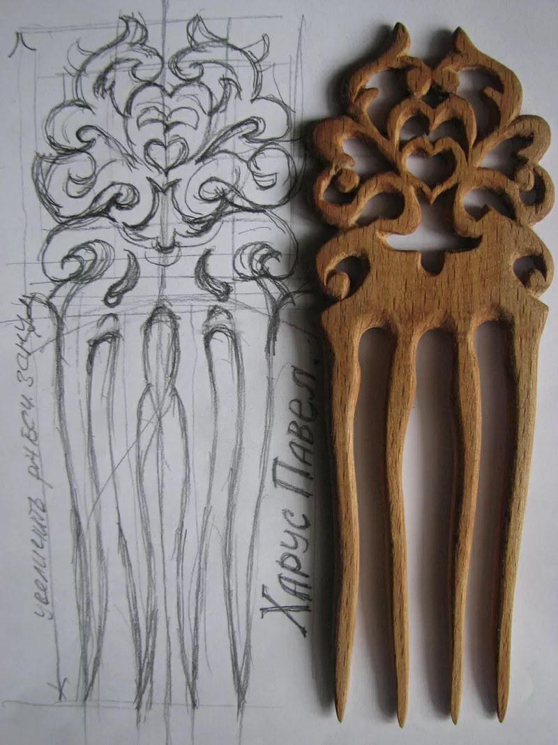 Деревянные авторские заколки вырезаные  из корней редких пород с красив текстурой. 2