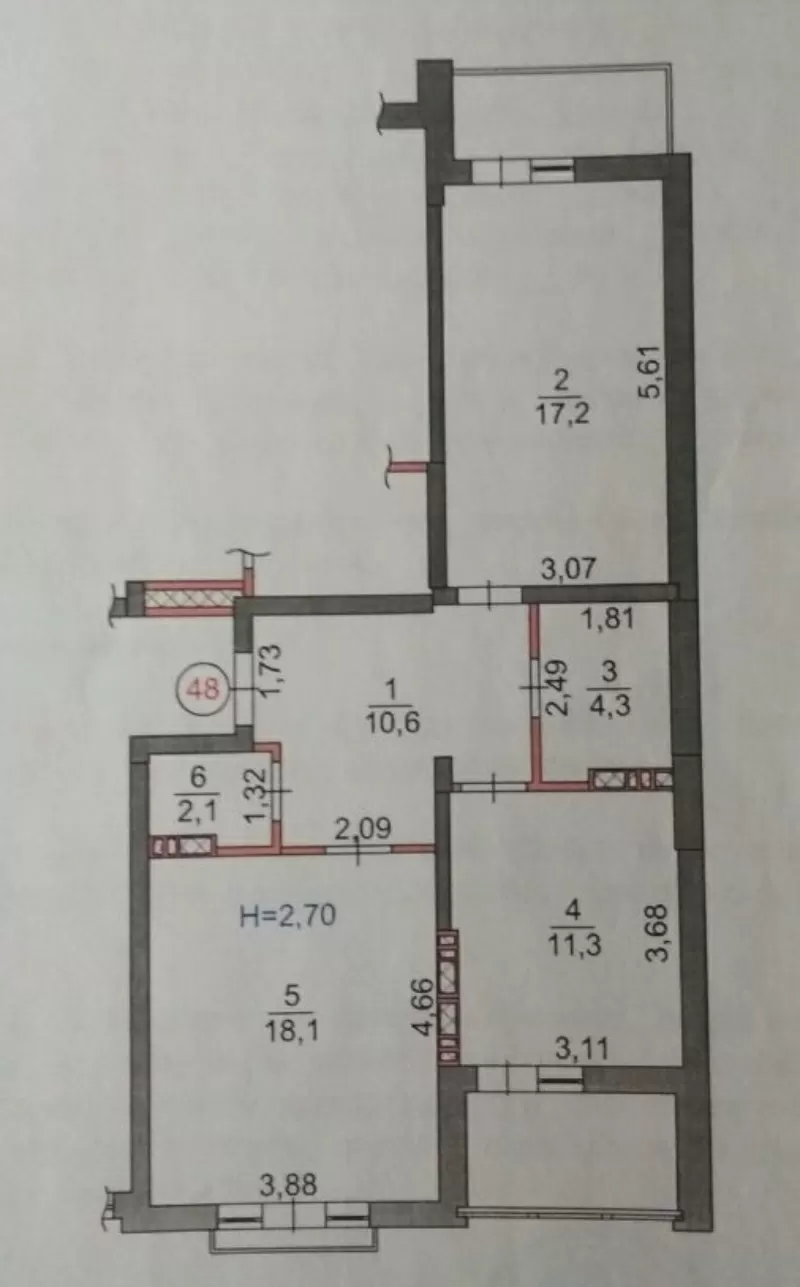 Продам 2х комн. квартиру по ул. Метрологическая,  7Б. 3