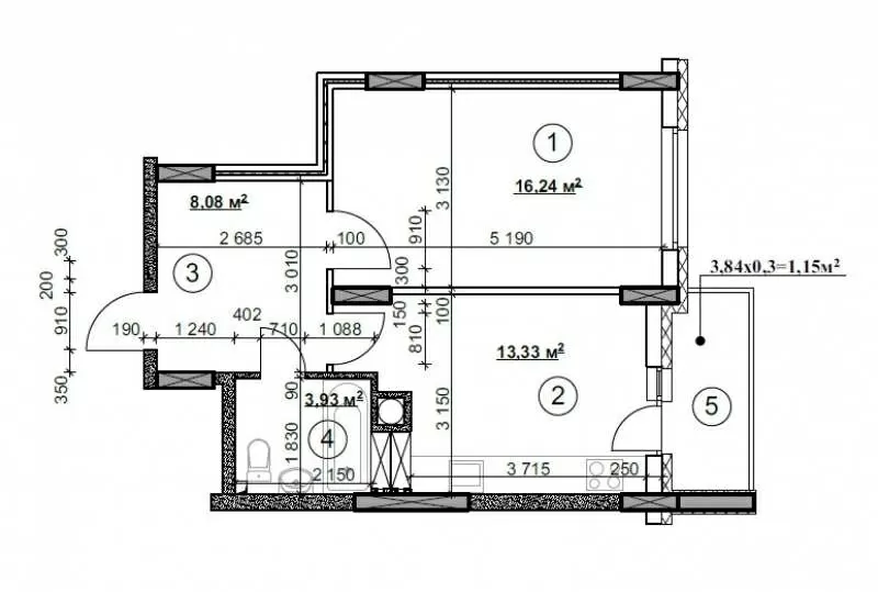 1комн квартира 43м Киев - Пролиски 14000 грн/м2 2