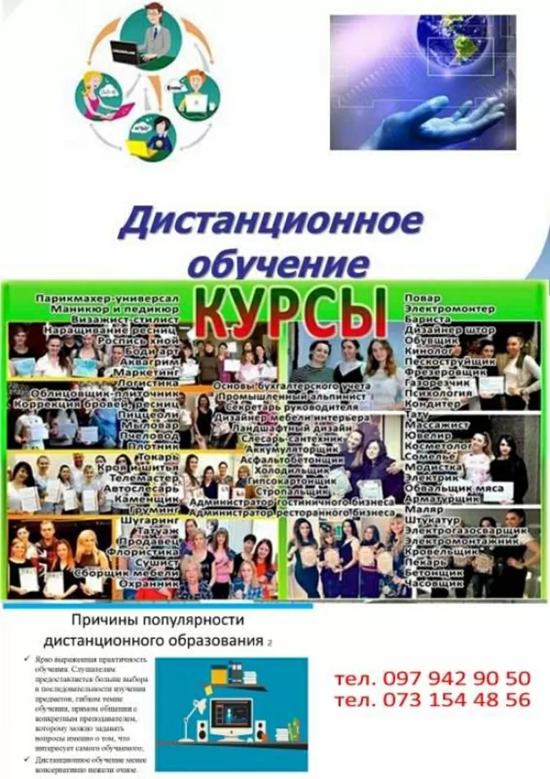 Курсы - повар,  маляр,  слесарь,  электрик,  сварщик и другие