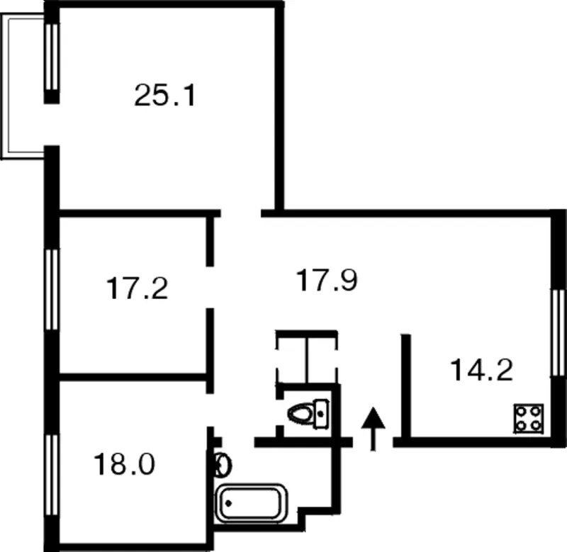 Продажа 3р Грушевского 34 А  ,  5/9 к,  дом ЦК,  102/ 62 /14 ,  жилое сост 2