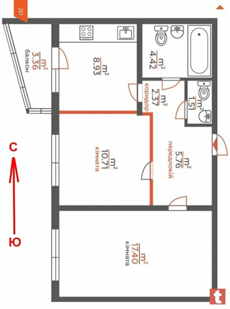 Квартира 54 метра,  2 к,  Вишняковская 4,  Осокорки,  Киев,  дом сдан 5