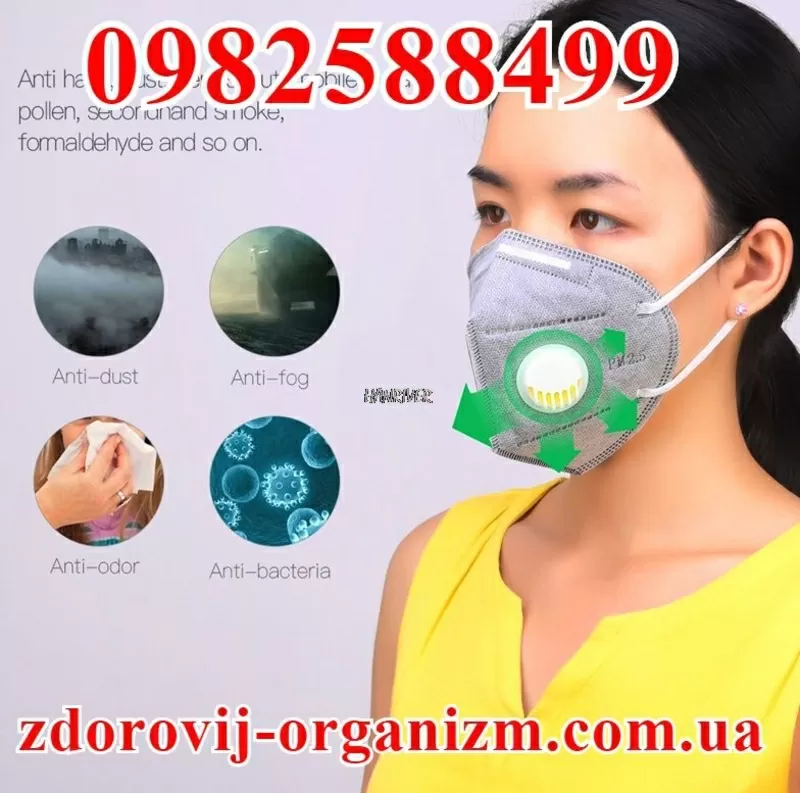 Защитная турмалиновая респираторная маска для лица  2